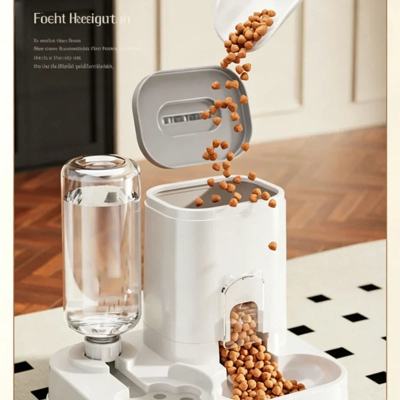 2 in 1 Pet Feeder Water Dispenser Automatic Cat Dog Food Water Bowl Gravity Feeding Station for Small Medium Pets