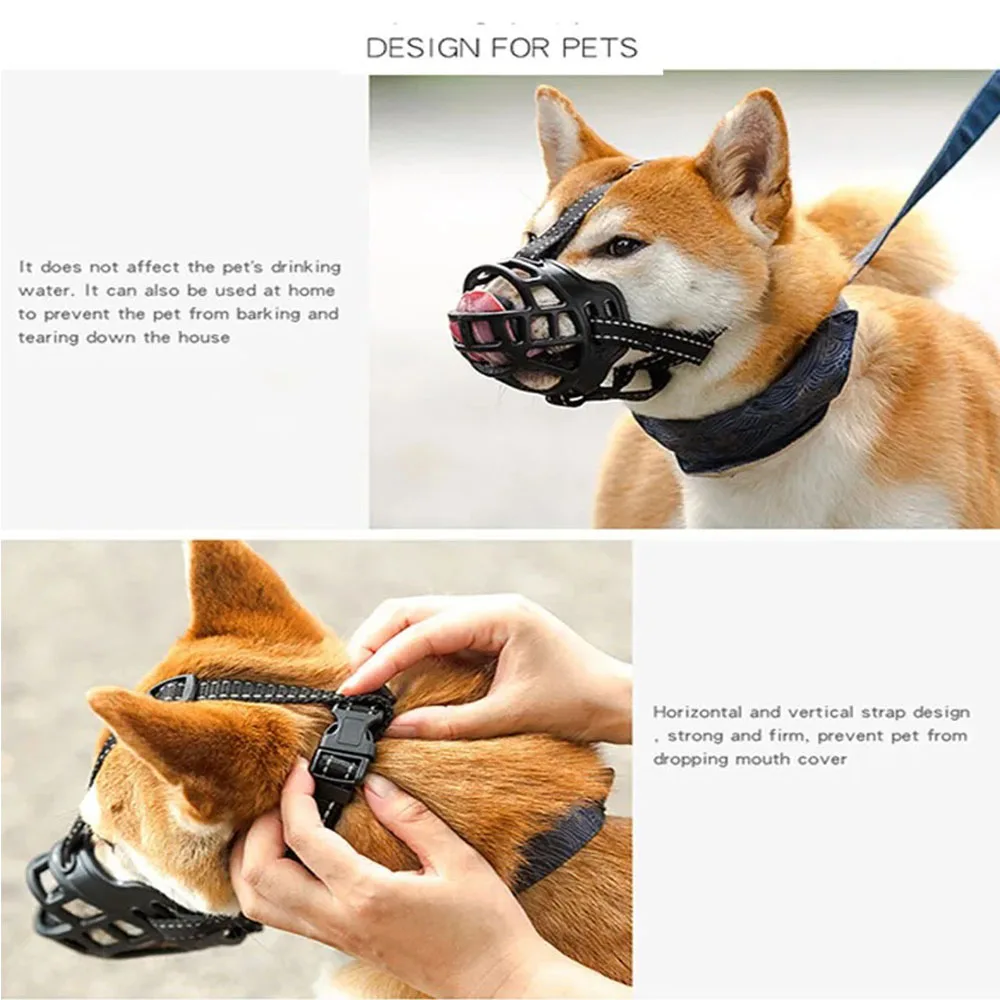 Soft Silicone Pet Dog Muzzle Anti-biting Chewing Mask Breathable Basket Dog Muzzle Durable Strong - photo 4