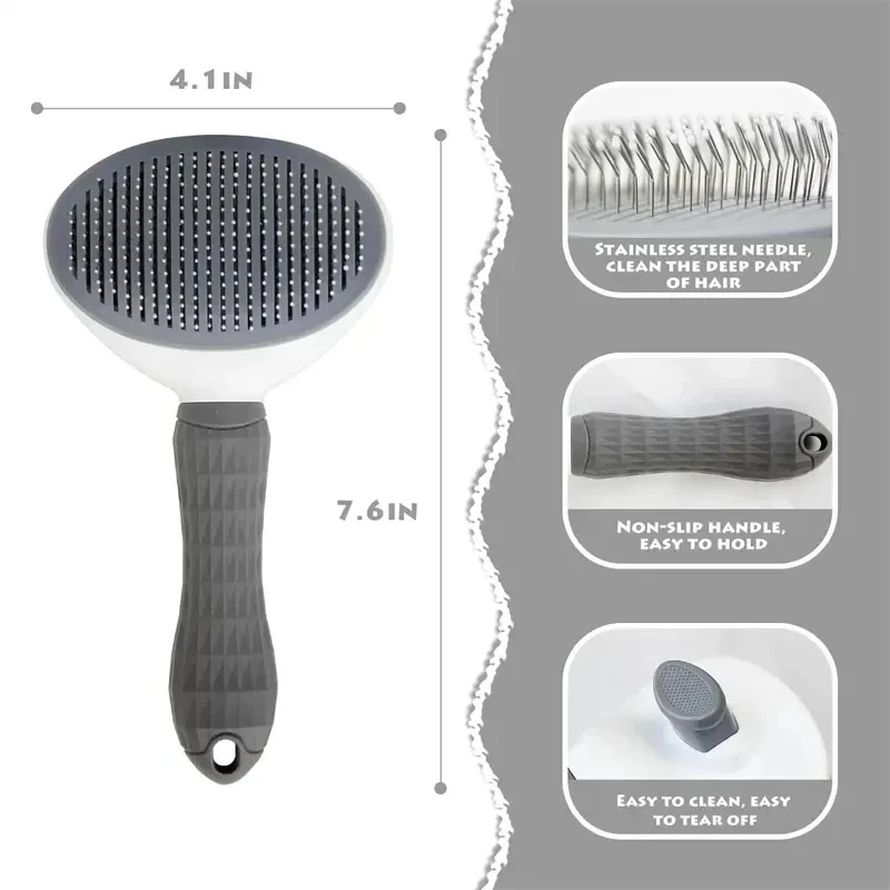 Pet Dog Brush Cat Comb Self Cleaning Pet Hair Remover Brush For - photo 4