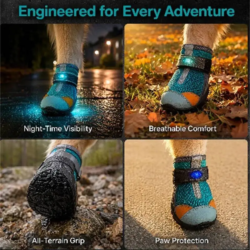 BXX Color Flashing Light Up Puppy Mesh Booties Non Slip Durable Pet Footwear For Night Outdoor - photo 5