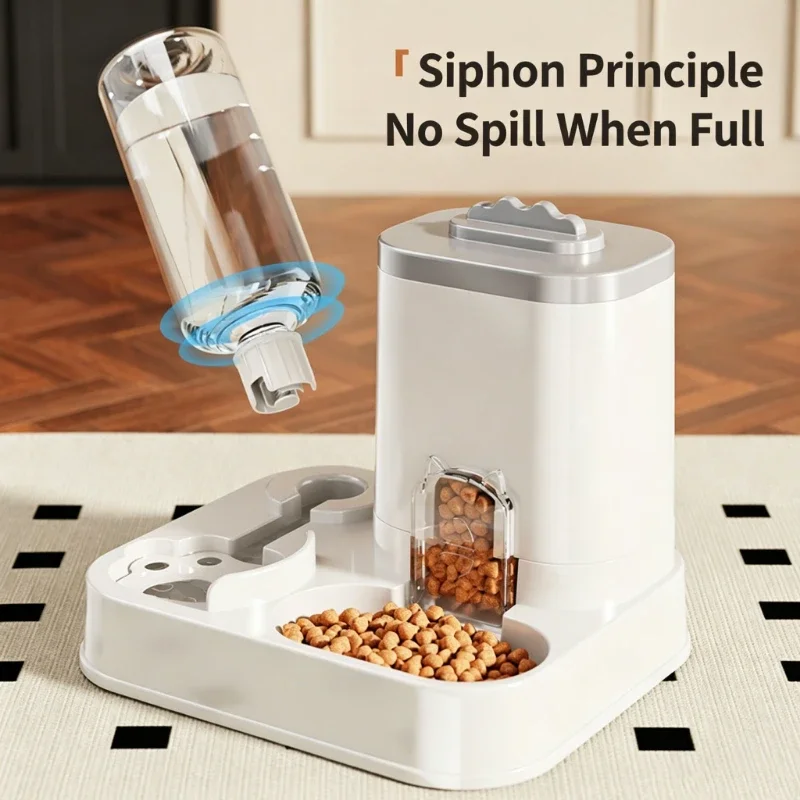 2 in 1 Pet Feeder Water Dispenser Automatic Cat Dog Food Water Bowl Gravity Feeding Station for Small Medium Pets - Image 2