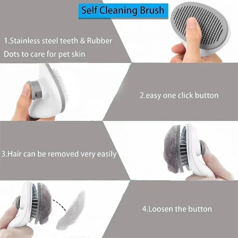 Pet Dog Brush Cat Comb Self Cleaning Pet Hair Remover Brush For - photo 6