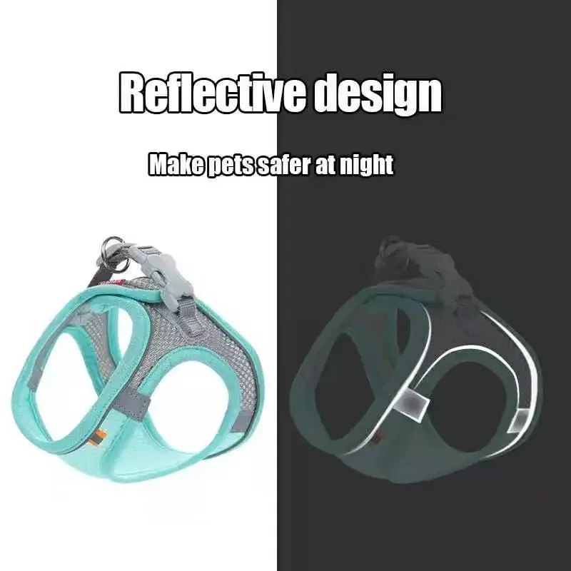 Cat Dog Harness Vest Chest Rope Set Reflective Breathable Adjustable Pet Harness - photo 2