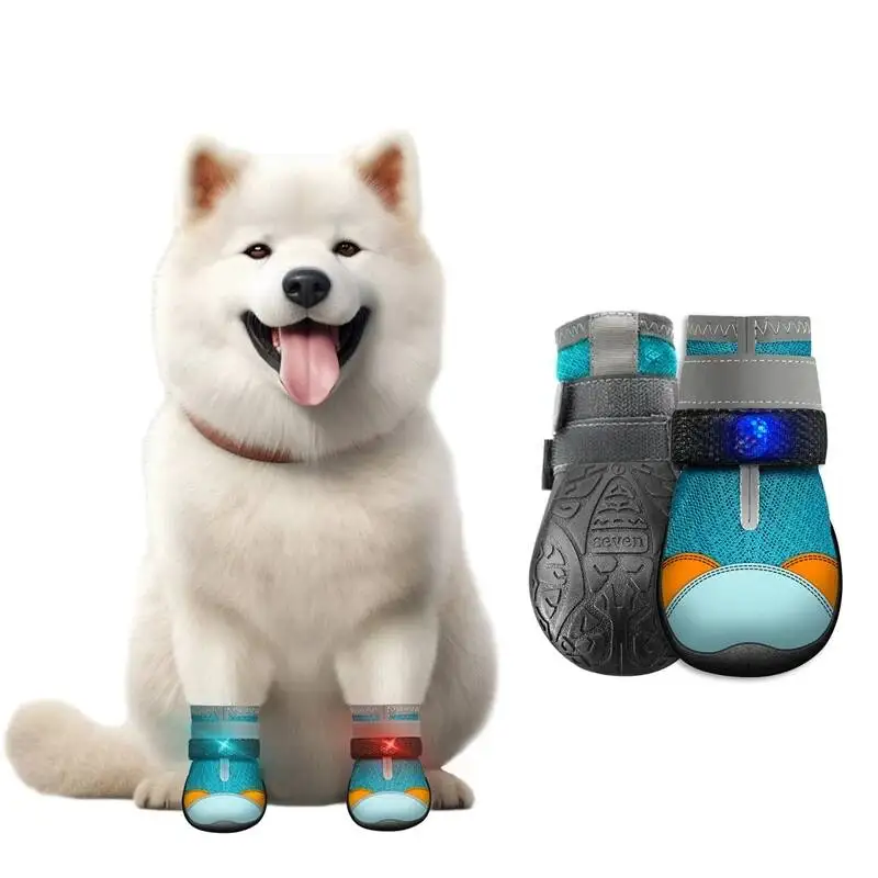 BXX Color Flashing Light Up Puppy Mesh Booties Non Slip Durable Pet Footwear For Night Outdoor - photo 4