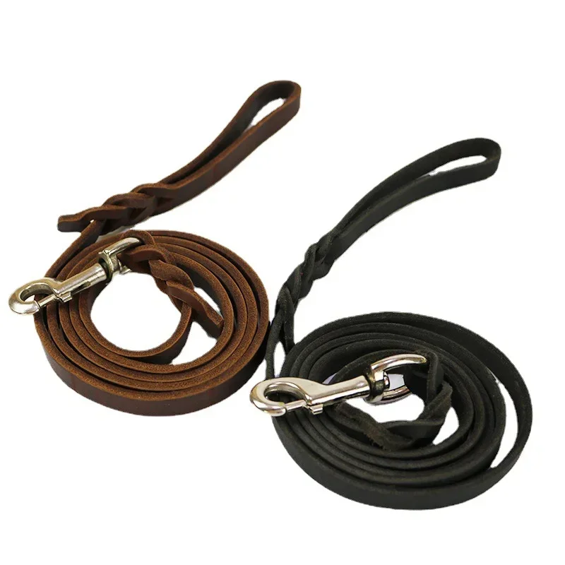 Braided Leather Dog Collars Durable Genuine Leather Dog Collar Leash Set For Medium Large Dogs German Shepherd Pet Accessories - Image 3