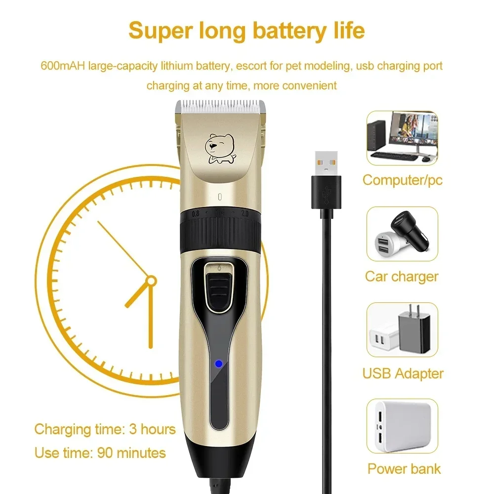 Dog Professional Hair Clipper Electrical Grooming Trimmer For Pets Usb Rechargeable Cat - photo 3