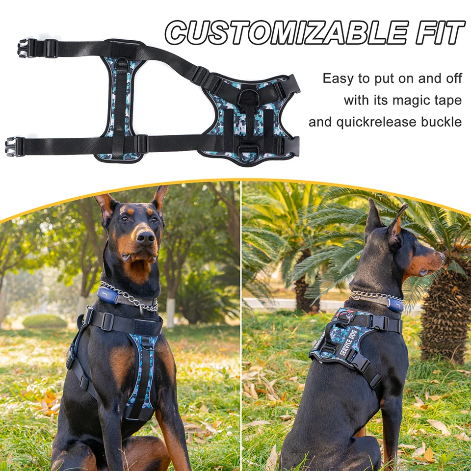 Service Dog Harness, No Pull Reflective Adjustable Pet Vest, Handle & Patches, Breathable Mesh, Easy On-Off for Small Large Dogs - Image 2